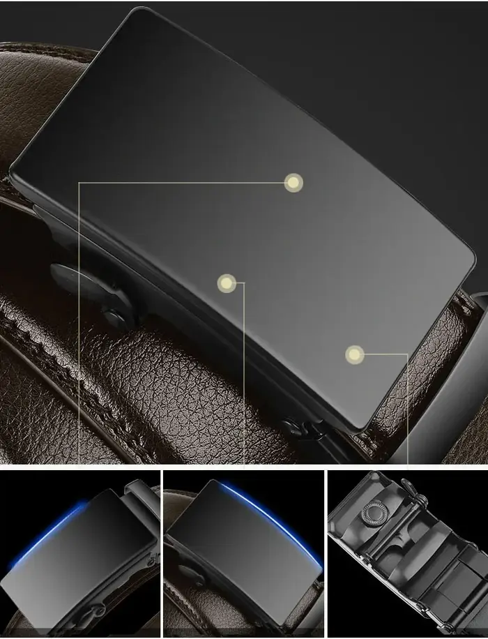 Ceinture d'affaires noire pour hommes – Sangle de taille en cuir PU de luxe