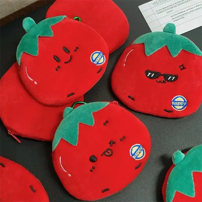 Porte-monnaie en peluche tomate