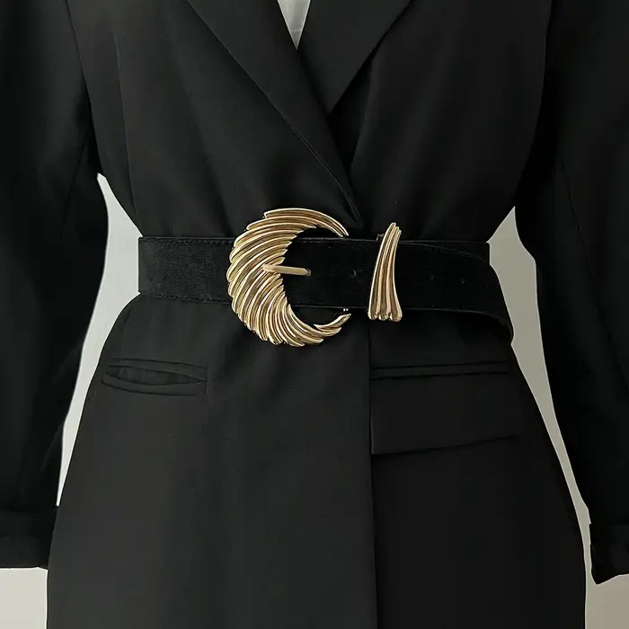 Ceintures en cuir velours noir pour femmes, haute qualité, luxe, boucle dorée, large, Corset, ceintu
