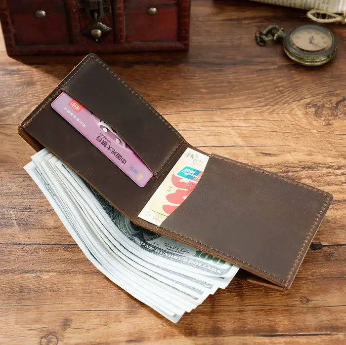 Portefeuille homme en cuir véritable pour hommes
