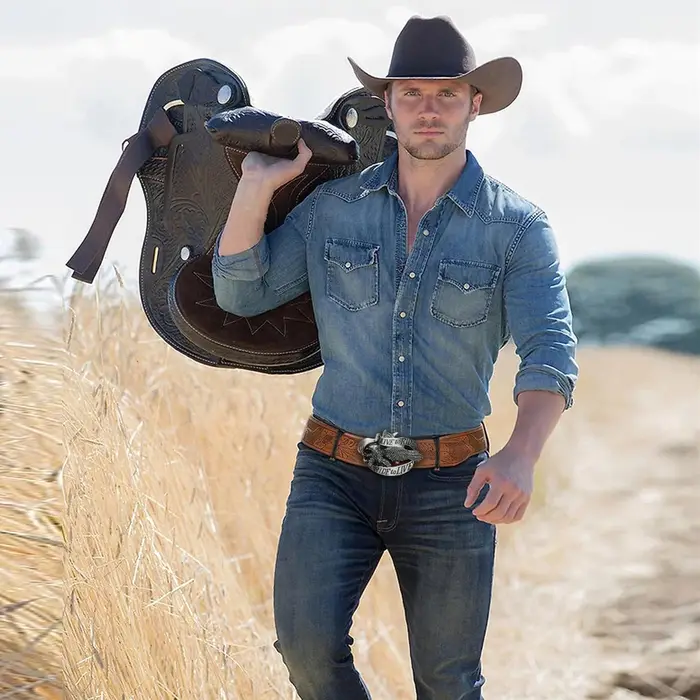 Ceinture en jean pour homme style western