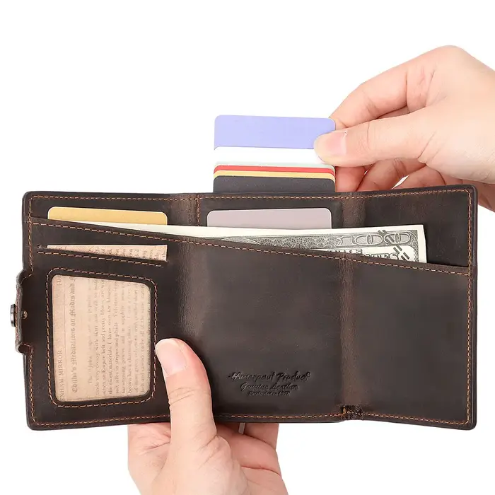 Portefeuille en cuir de vache pour hommes et femmes