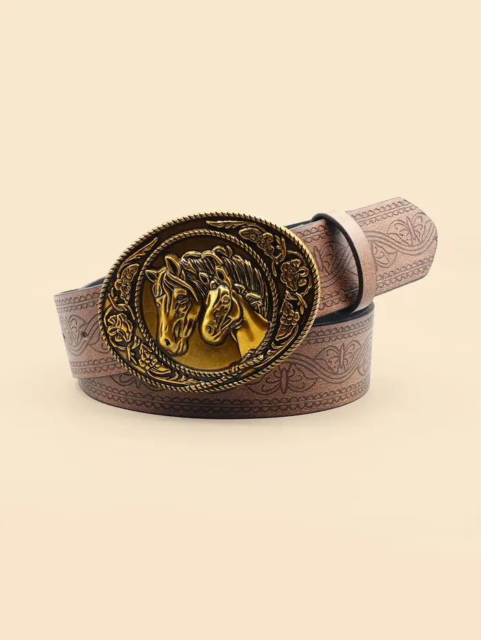 Ceinture rétro en denim occidental, ceinture décontractée à la mode pour femmes, ceinture imprimée r