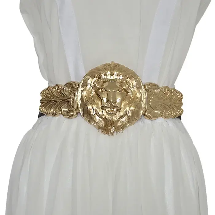Ceinture large en métal doré pour femme