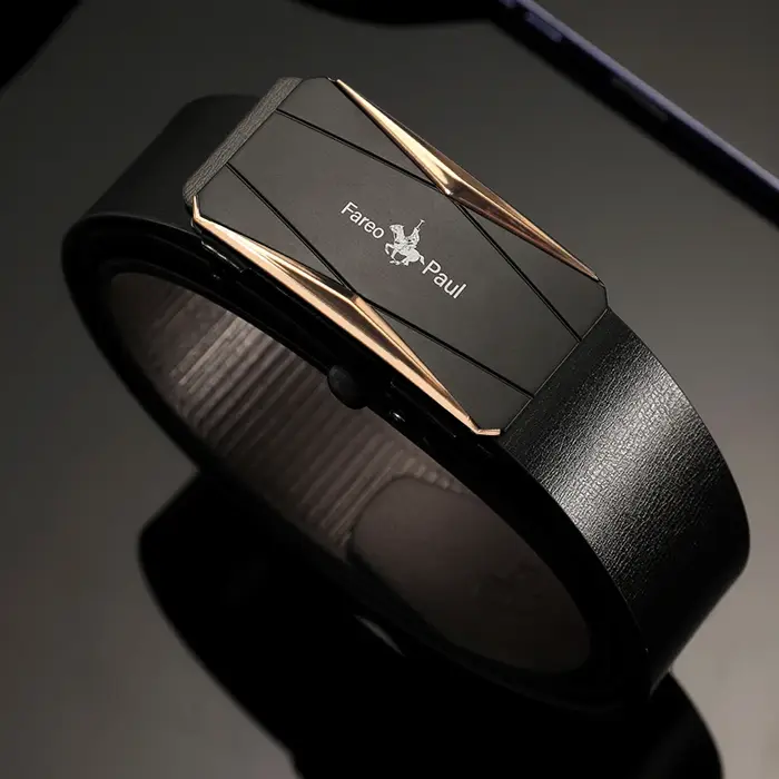 Ceinture en cuir de haute qualité pour hommes à la mode avec boucle automatique, adaptée aux messieu