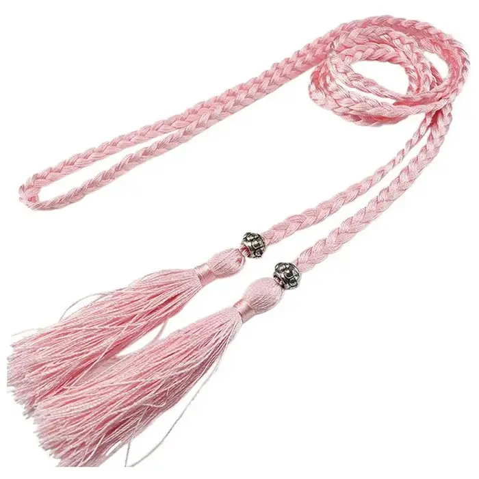 Ceinture à pampilles tissée de style chinois tressé pour dames