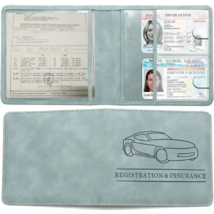Porte-carte d'assurance et de permis de conduire d'enregistrement de voiture-boîte à gants de véhicule en cuir organisateur de documents automobiles