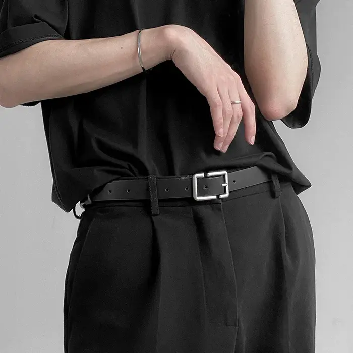 Ceinture fine coréenne pour hommes et femmes, simple, broche carrée, ceinture, vintage, jeans, pantalon, ceinture en cuir PU, sangle de taille