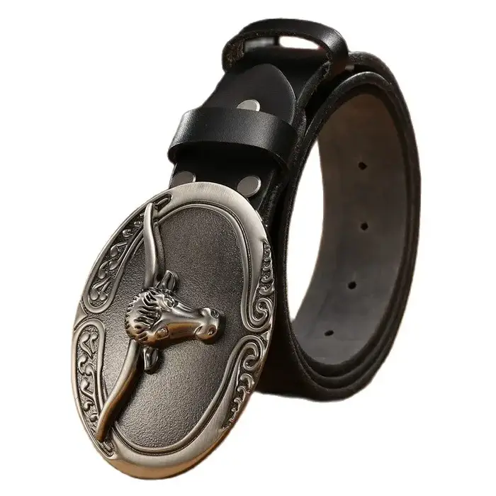 Ceinture en cuir véritable pleine fleur pour hommes