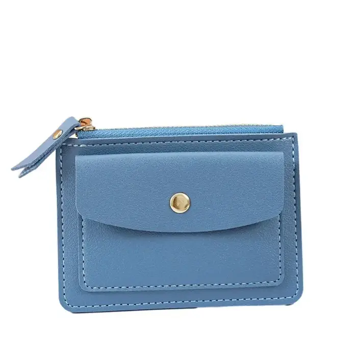 Porte-monnaie carré en cuir, porte-monnaie simple multifonctionnel, fermeture éclair, portefeuille c