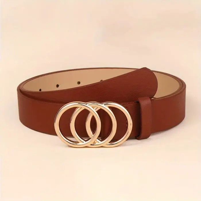 1 pièces doré Triple anneau boucle ceintures Simple couleur unie PU cuir ceinture jean pantalon