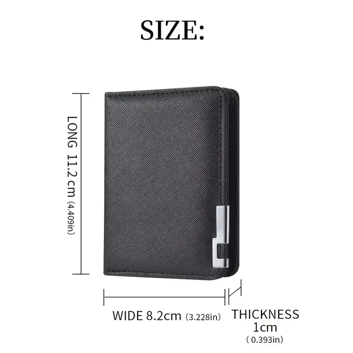 Portefeuille mince de style business en simili cuir noir avec plusieurs emplacements pour cartes de crédit et