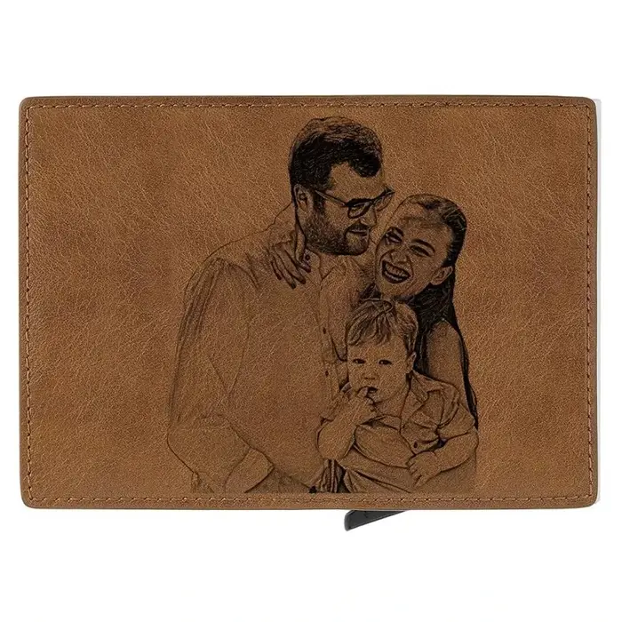 Porte-cartes en cuir marron personnalisé pour hommes