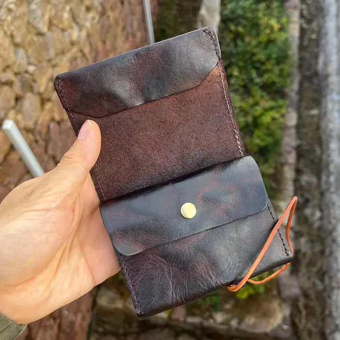 portefeuille homme rétro en cuir véritable pour hommes et femmes, porte-monnaie de détresse Antique avec poche à monnaie, cordon de serrage, porte-monnaie court pour hommes