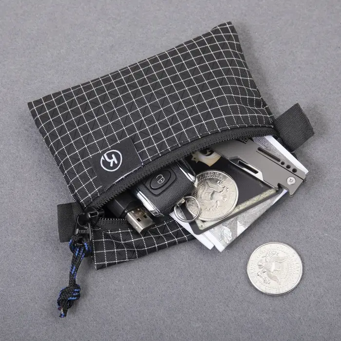 Kosibate Gridstop Portefeuille Porte-monnaie Pochette ultralégère à fermeture éclair avec organisateurs à fermeture éclair YKK pour la randonnée, la randonnée et les voyages