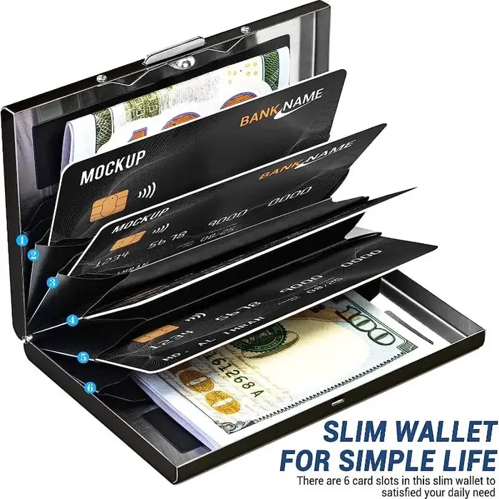Antivol ANTI Rfid blocage ID banque porte-carte de crédit portefeuilles hommes mince boîte en aluminium métal Mini