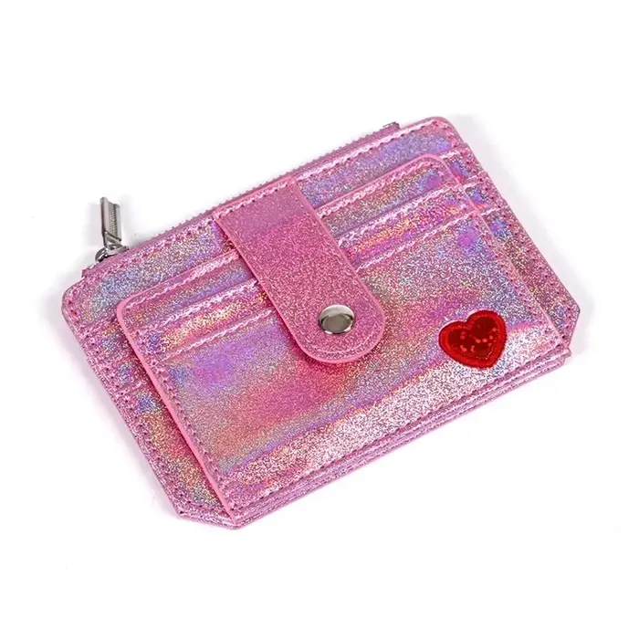 Porte-monnaie à fermeture éclair pour femmes, Mini portefeuille mignon, porte-cartes, coréen Laser P