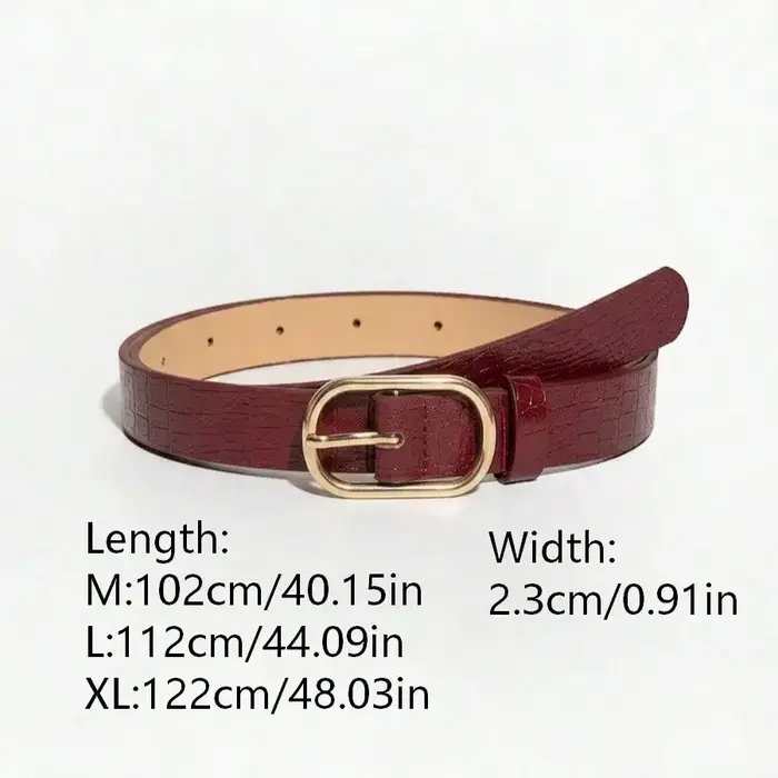 Ceinture vintage gaufrée rouge vin pour femme