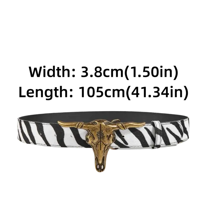 Ceinture en cuir avec boucle tête de taureau western