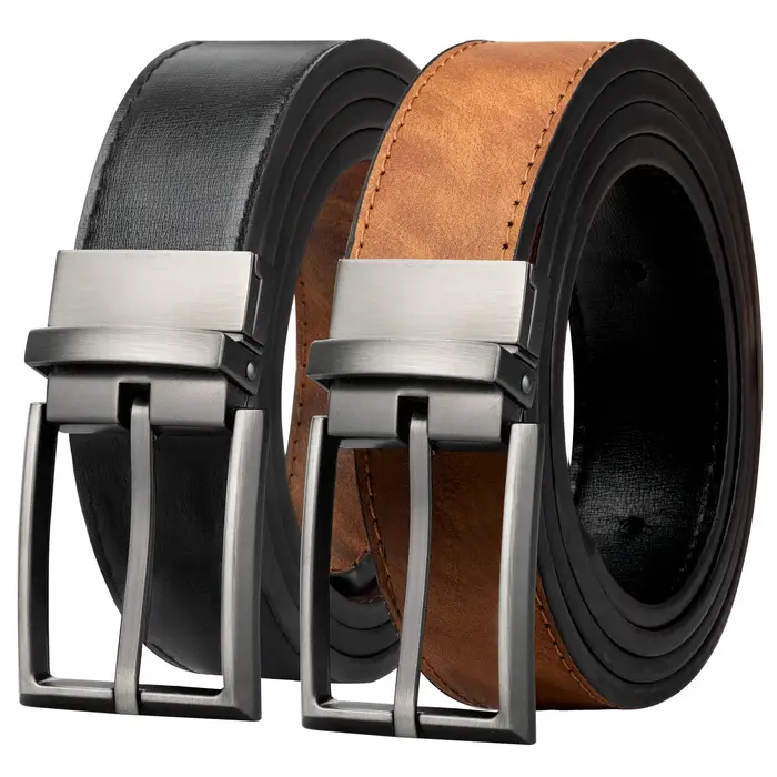 Maikun – ceinture réversible en cuir marron pour homme