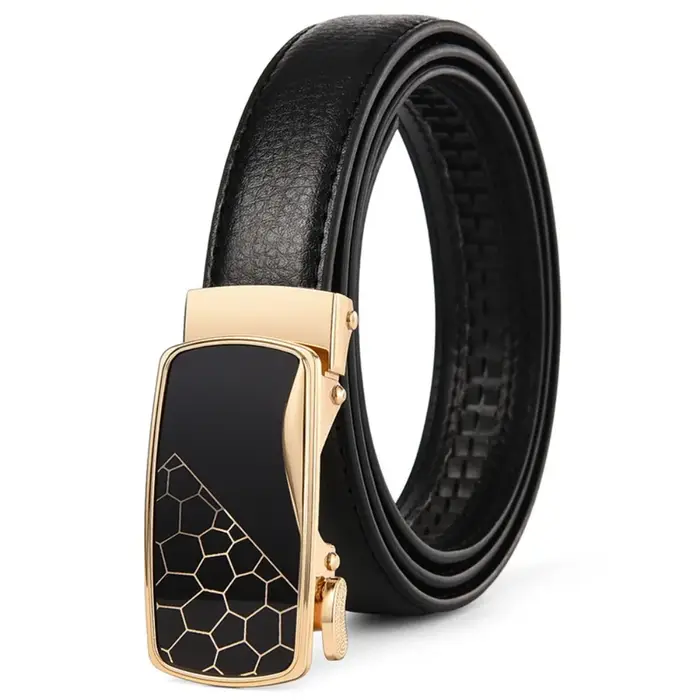 Ceinture noire de haute qualité avec boucle automatique pour femme