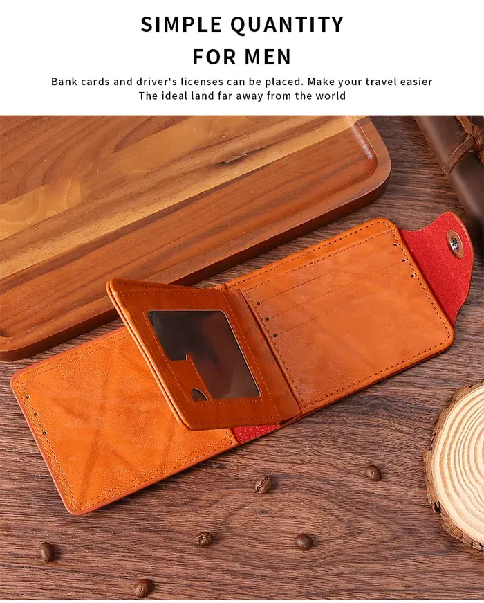 INEYES portefeuille de mode pour hommes conception de facture de dollars en cuir PU mince à deux volets avec fermeture magnétique et fenêtre d'identification poche avant porte-monnaie