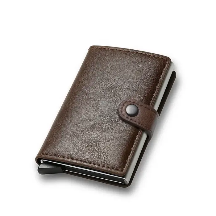 Porte-cartes de crédit en cuir marron pour hommes