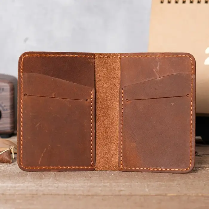 Porte-cartes de crédit en cuir fait à la main pour hommes