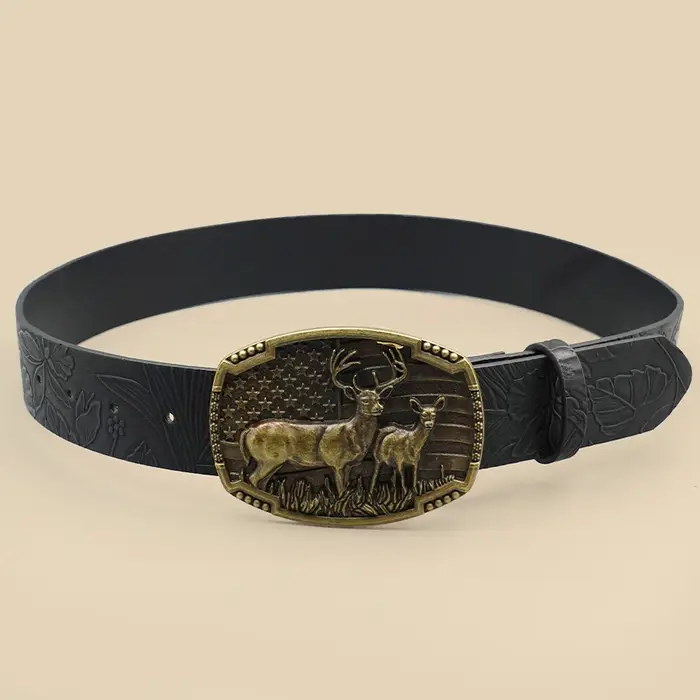 Ceinture Western Cowboy Street Style – Motif Animal sculpté, imprimé Vintage pour un usage quotidien