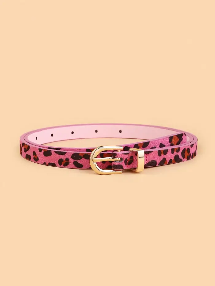 Boho Style PU ceinture imprimé léopard mince