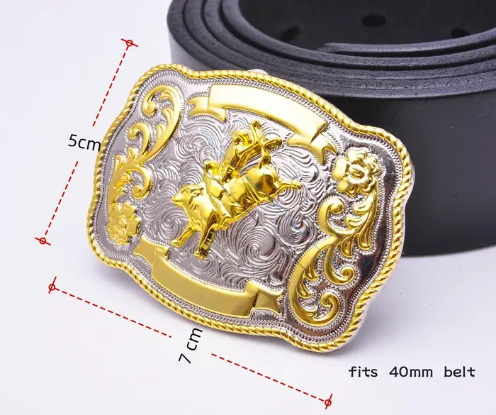 Boucle de ceinture brillante 69*50MM, intérieur 40MM, thème Rock Bull Ride Rodeo Cowboy Texas Wester