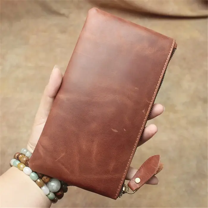 Portefeuille Slim en cuir véritable pour hommes et femmes