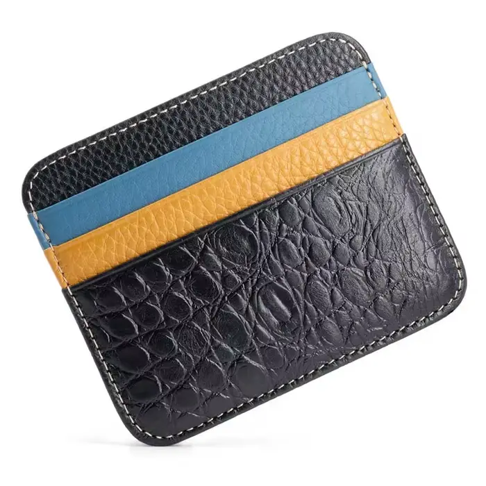 Porte-cartes en cuir véritable – Portefeuille fin pour cartes d'identité/banque/crédit, étui Compact