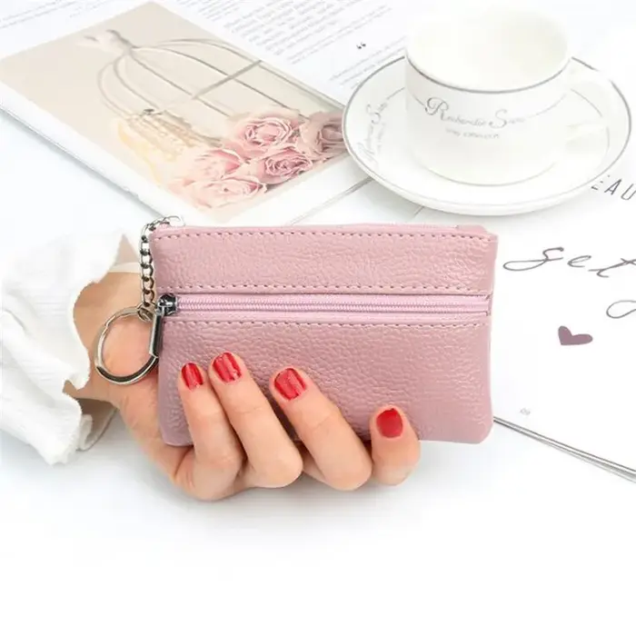 Porte-monnaie en cuir avec fermeture éclair pour hommes et enfants, petit sac, portefeuille, sacs d'