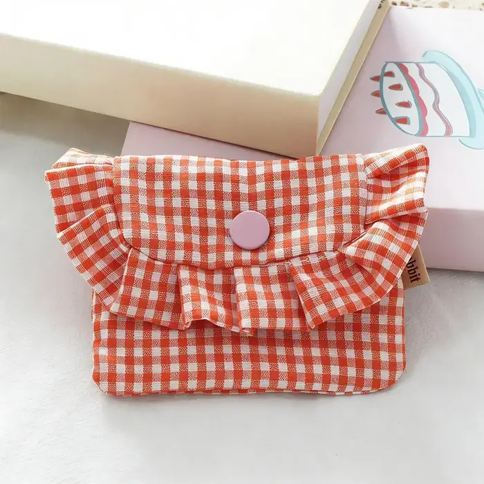Porte-monnaie à carreaux mignon pour femmes