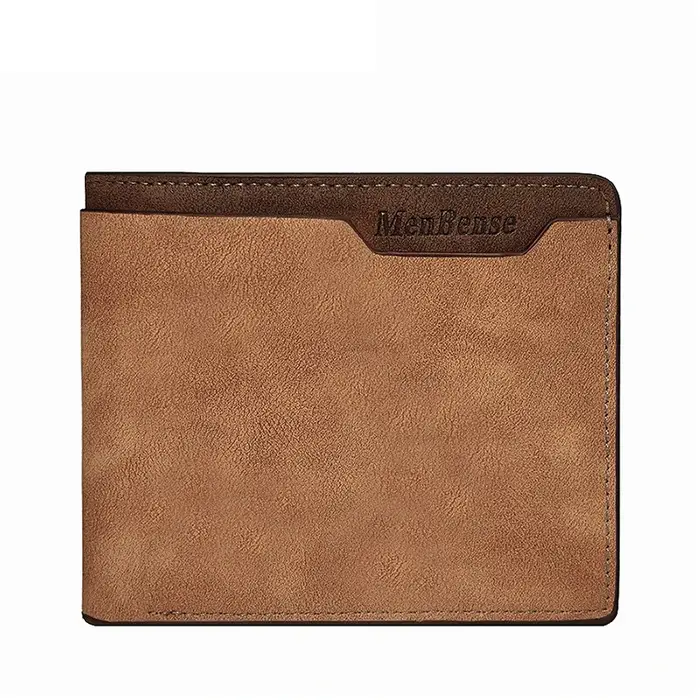 Portefeuille personnalisé Photo hommes marron court étanche multi-fonction mat cuir PU gravure photo