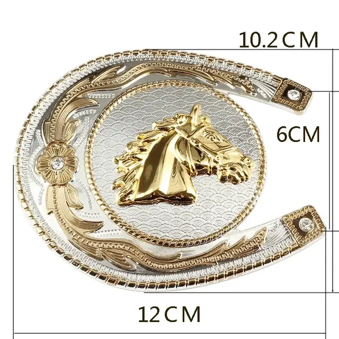 Boucle de ceinture tête de cheval doré, accessoires pour vêtements d'athlète équestre
