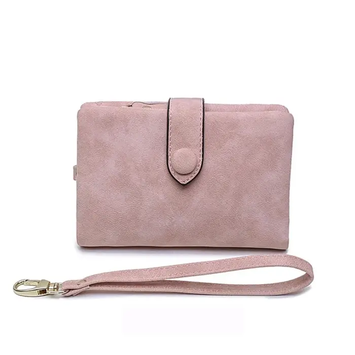 Mode portefeuille sac pour femmes femme portefeuille en cuir mat court Cartera Mujer mignon Tri-fold