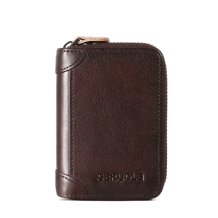 Porte-cartes multi-fentes en cuir véritable pour hommes, grande capacité, avec étui pour permis de c