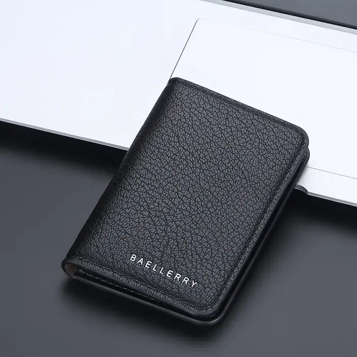 Baellerry mince Compact marque de luxe portefeuille hommes en cuir souple porte-cartes de crédit