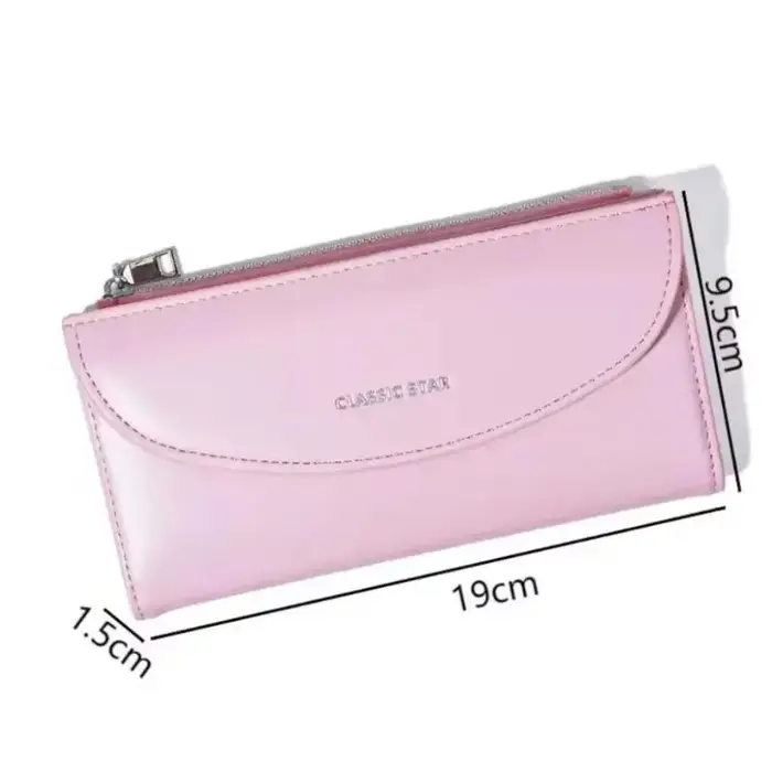 Portefeuille long pour femme en cuir vegan marron avec plusieurs emplacements pour cartes et fermeture éclair sécurisée