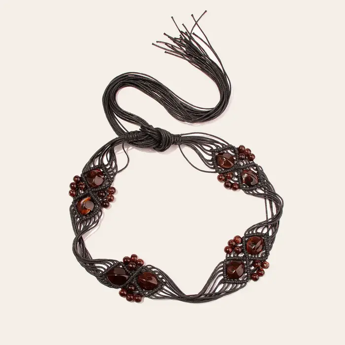 Ceinture à nœud tissé en perles de résine bohème