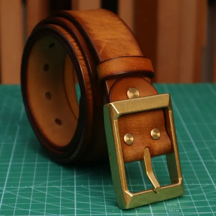 DistMurcia-Ceinture rétro en laiton faite à la main pour homme, cuir de vachette moderne et polyvalent, style Amekaji