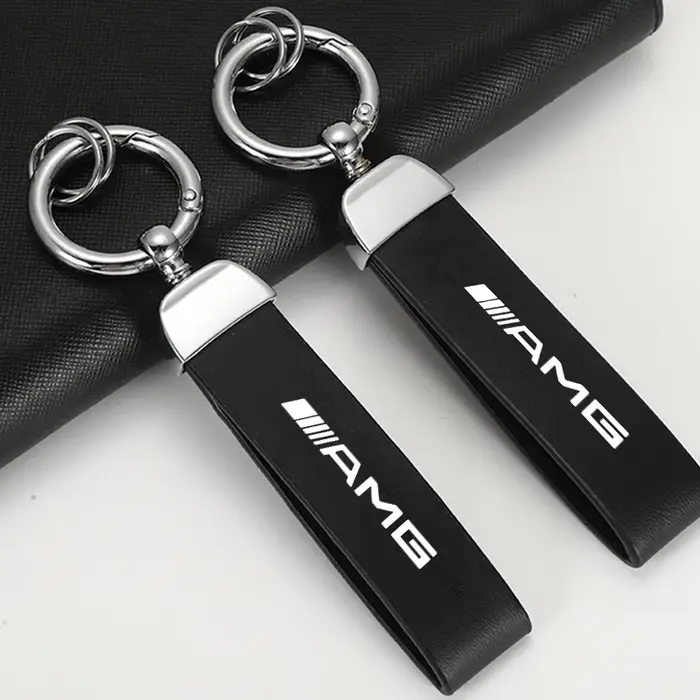 Porte-clés de voiture en cuir et métal