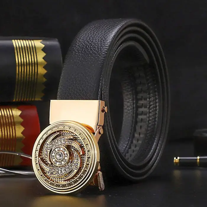 Ceinture en cuir à boucle automatique pour hommes, heure d'affaires pour courir, boucle de taille do
