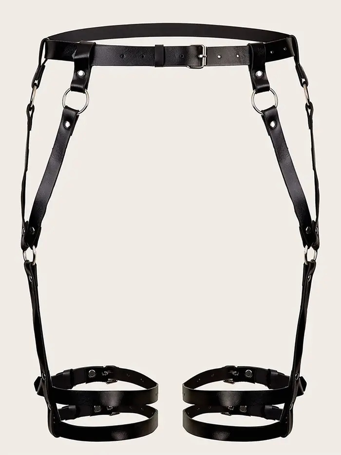 Ceinture en cuir PU noir pour femme