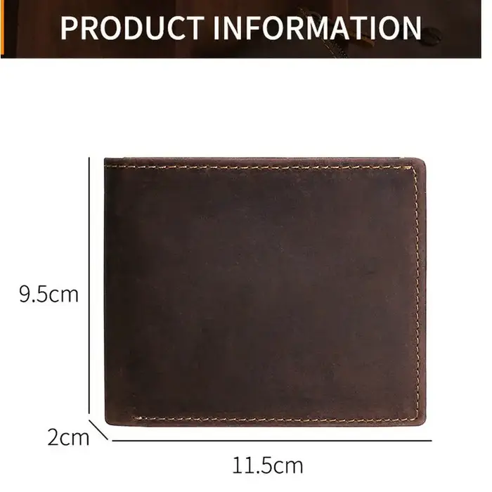 GENODERN nouveau portefeuille en cuir pour hommes mode d'affaires rétro portefeuille en cuir de cheval fou