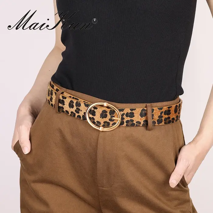 Maikun nouveau léopard femmes ceinture or alliage irrégulier boucle ardillon