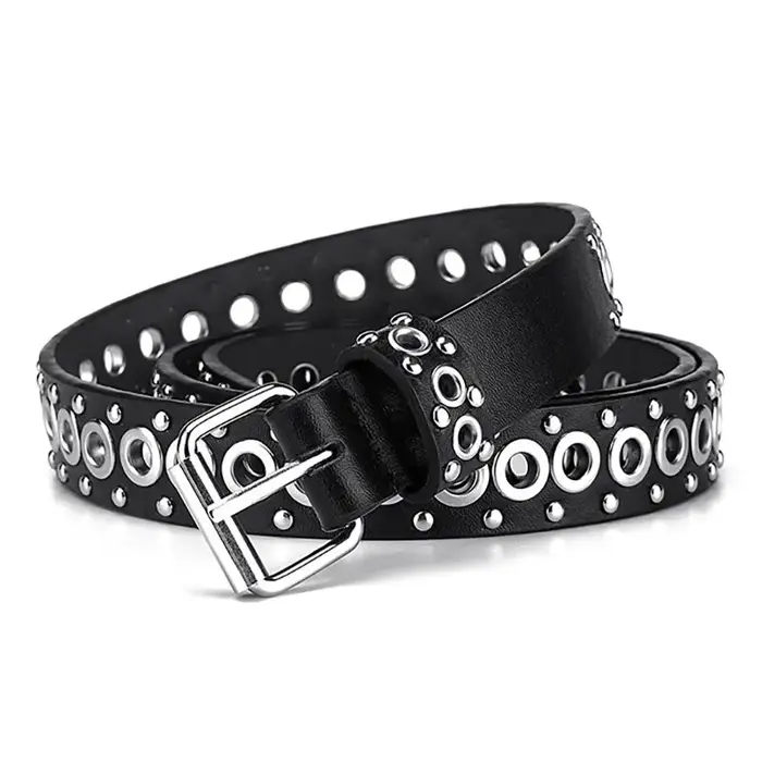 Ceinture fine à rivets pour femmes, à la mode, avec boucle à aiguille personnalisée, tendance de rue