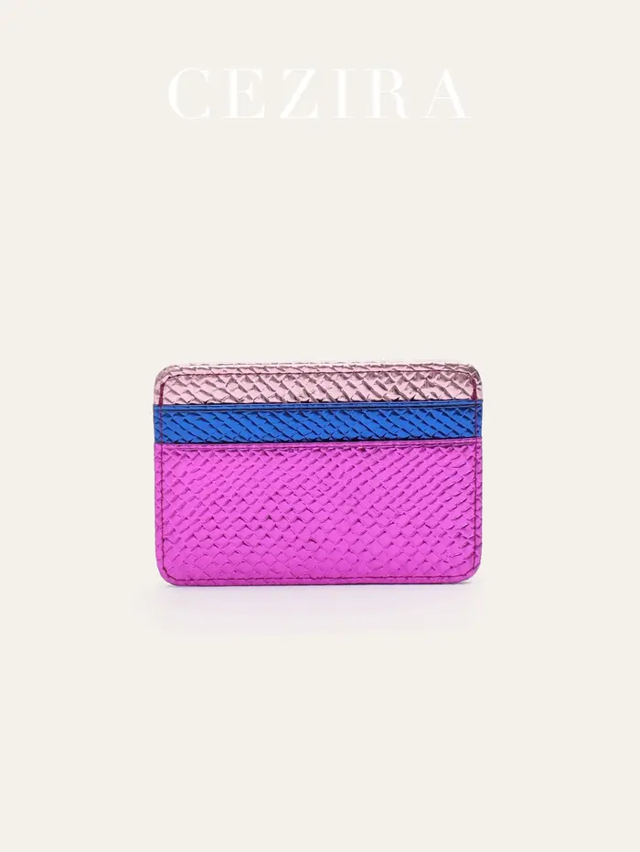 Portefeuille de luxe en cuir végétalien PU métallique imprimé peau de serpent, couleur contrastée RFID, court et fin, porte-cartes, multi-fentes, Portable